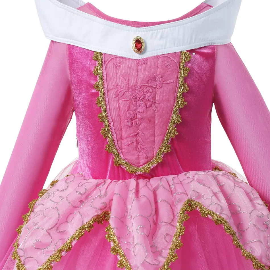 Autumn Winter Girls Pink Tutu Princess Dress Fairy Tale Sleeping Beauty Costume Kid Aurora Cosplay Outfit Vestidos Carnival Gown |