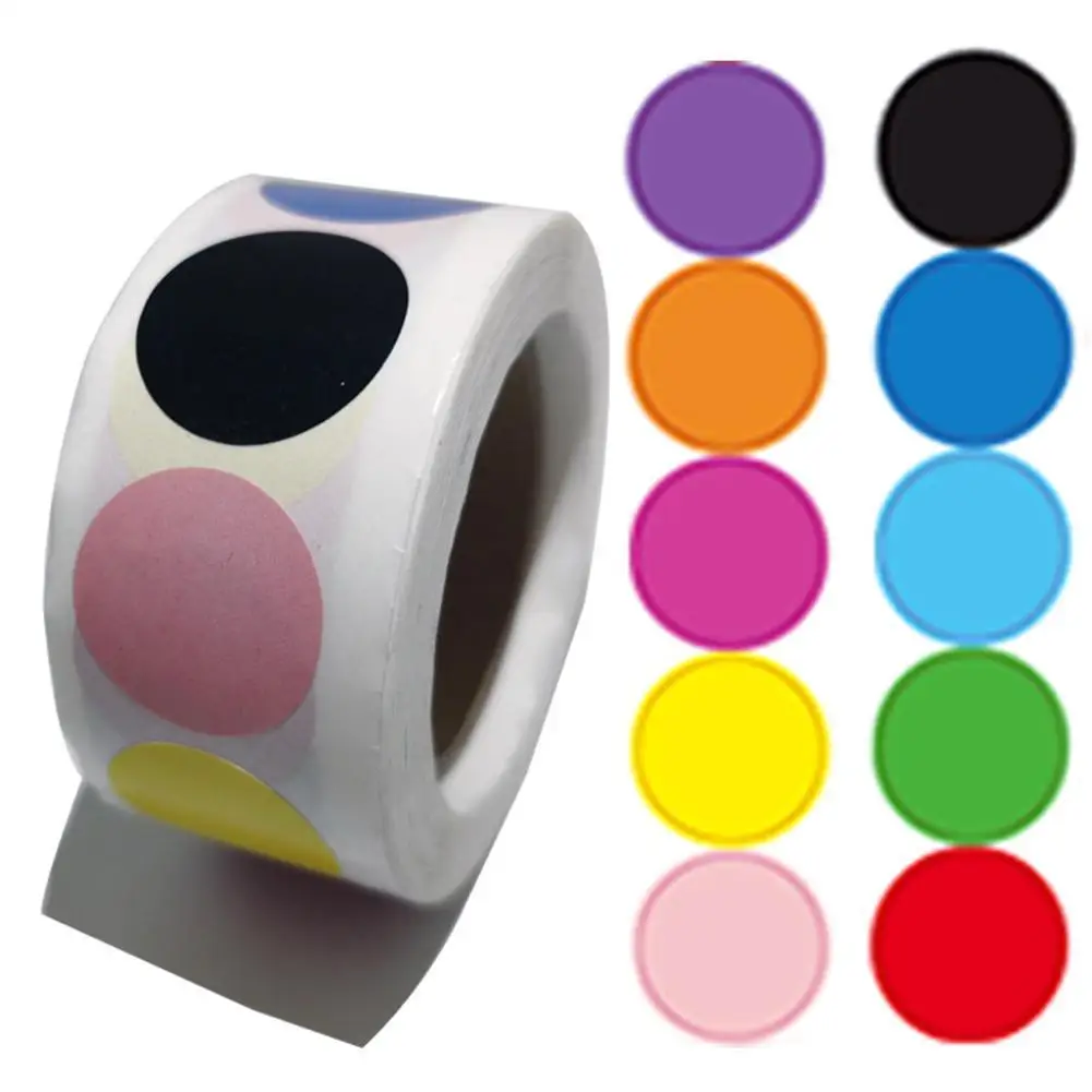 

500 Pcs/Roll Chroma Labels Stickers Kleur Code Dot Etiketten Stickers 1 Inch Ronde Rood, geel, Blauw, Roze, Briefpapier Stic