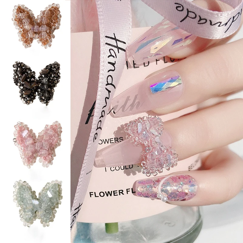 

3 шт Бабочка кристаллами аксессуары для ногтей с цветным бантом-узел кристаллы для ваших ноготков для профессионального Kawaii Маникюр Искусс...