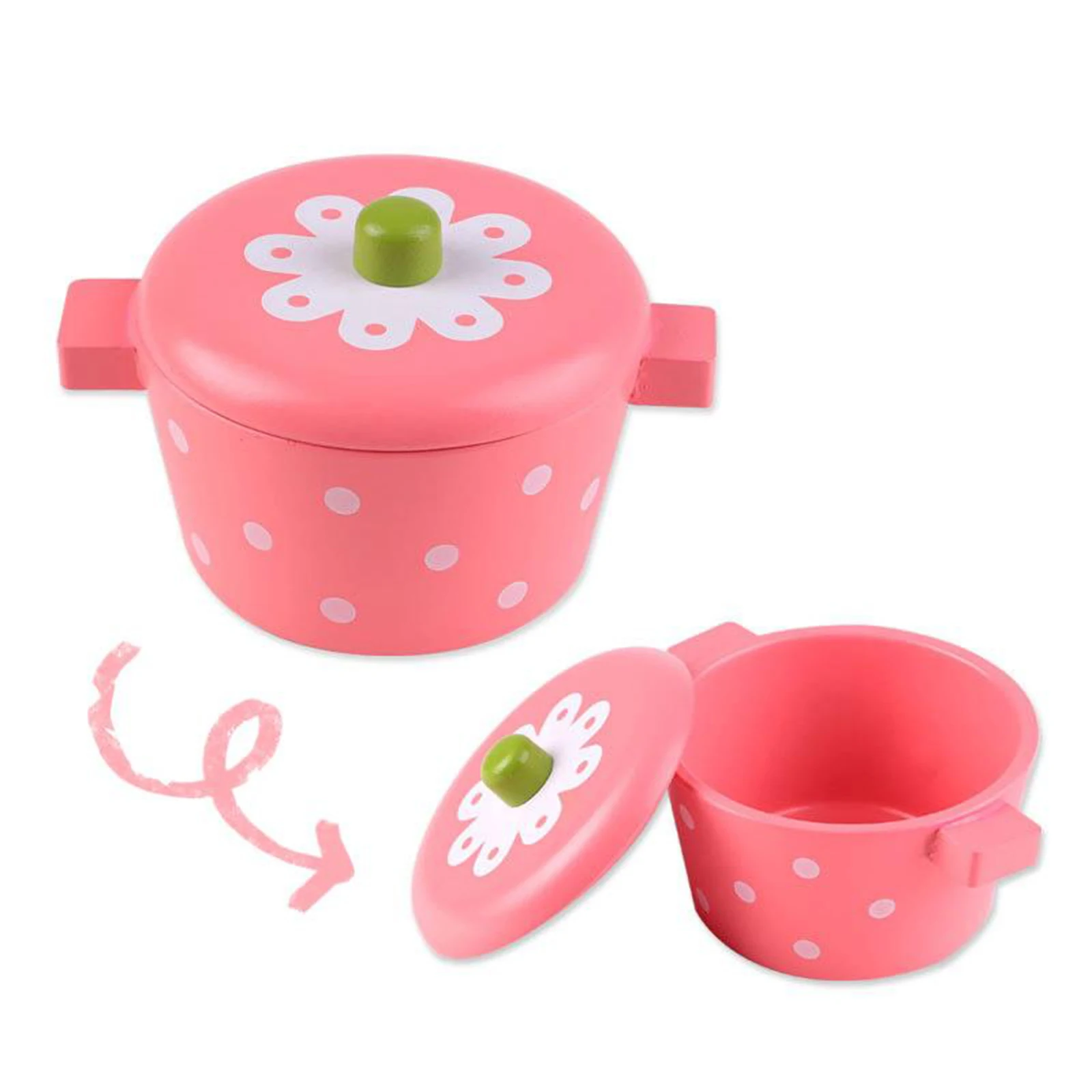 

Kitchen Pretend Toy Wooden Cookware Pot Pan Playset Learning Toy for Kids