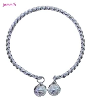 authentic 925 sterling silver hemp rope ball pendant bracelet for women girls fashion fine silver bangle jewelry