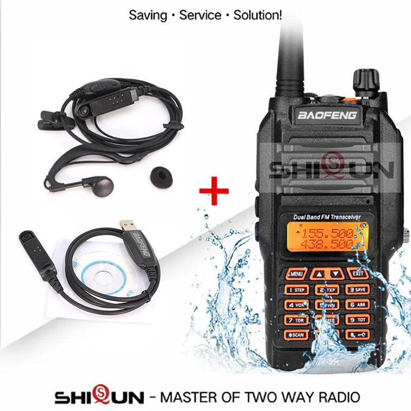 Add Headset-Cable UV-9R IP67 Водонепроницаемый Dual Band 136-174/400-520 МГц Ham радио 10 км Baofeng 8 Вт иди и болтай Walkie Talkie “иди и 10 км UV-82 UV-5R UV-XR УФ 9R плюс - Цвет: Add Headset-Cable
