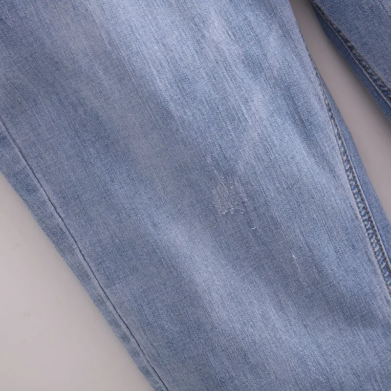 Женские джинсы с высокой талией Leijijeans Синие Джинсы бойфренда эффектом усов