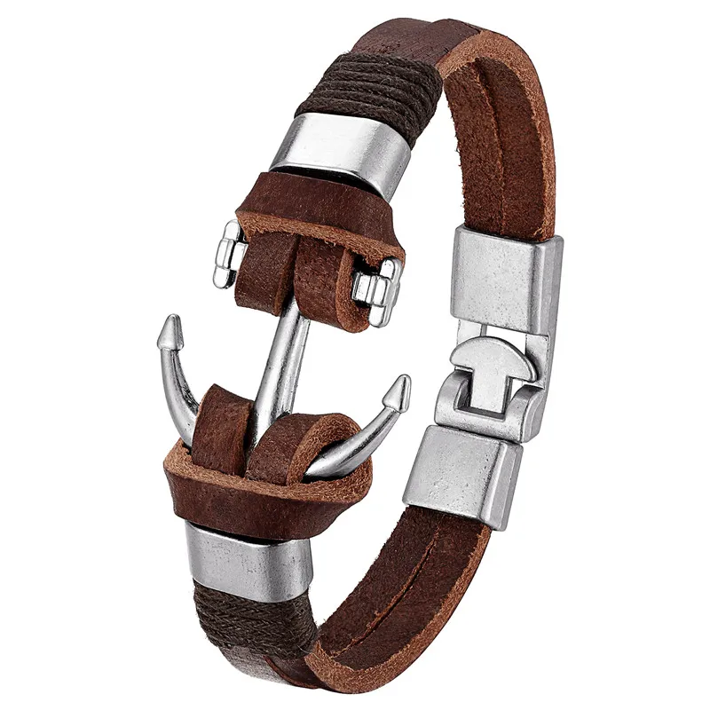 Высококачественный Браслет из натуральной кожи и сплава мужской женский модный