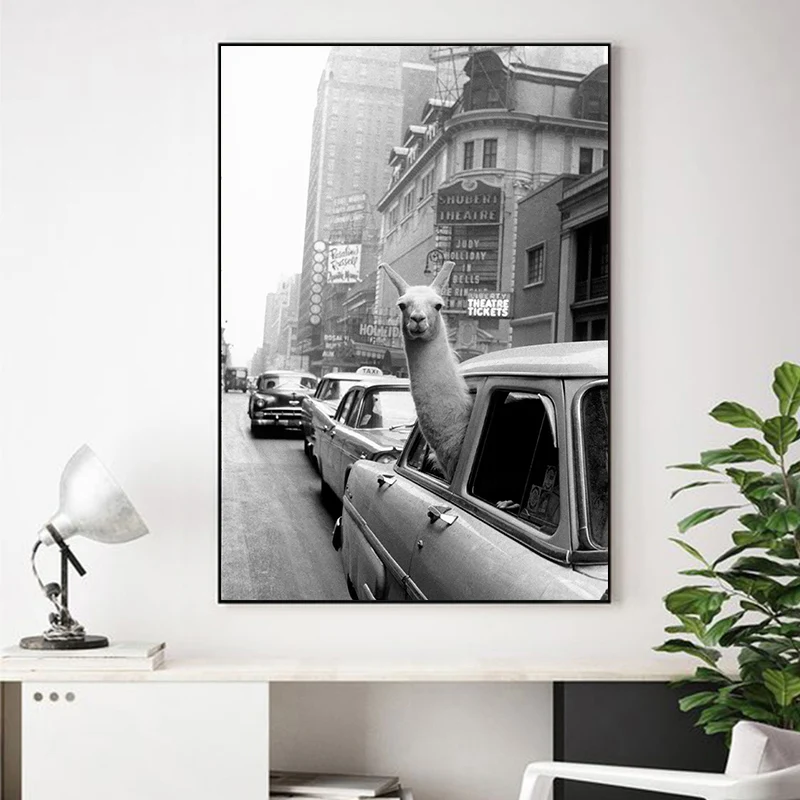 Современный городской Стиль черный белый цвет Альпака автомобиль здания холст