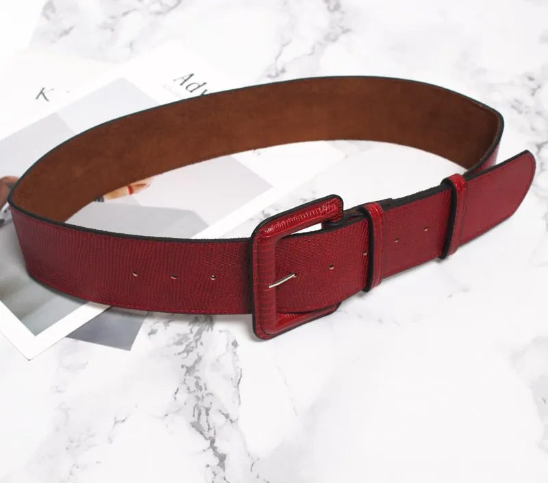 B Дизайн Ceinture большой Femme кожаный широкий женский поясной ремень модная квадратная игла с пряжкой корсет черный коричневый пояс для платья - Цвет: B