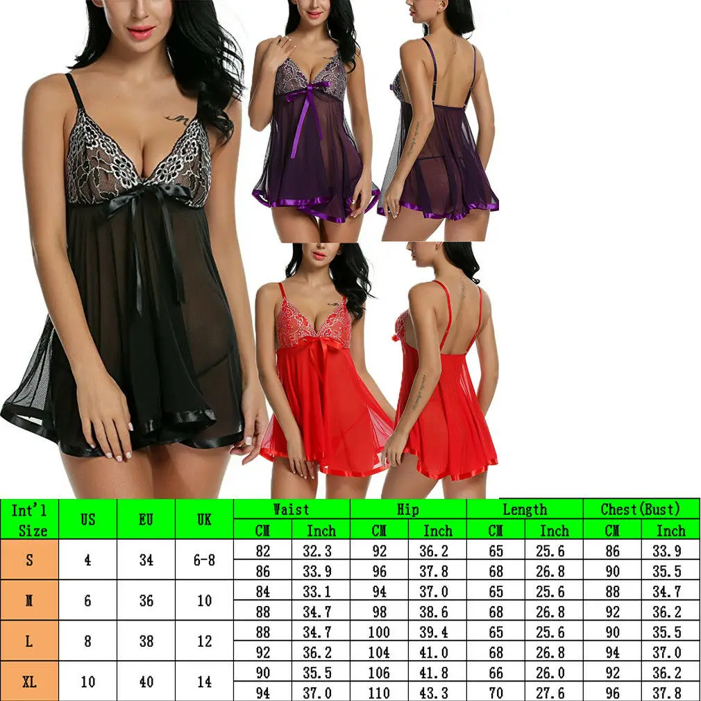 

See-through Lace Sexy Lingerie Nightwear Underwear Women Erotic G-string Babydoll Sleepwear Dress Summer See-through Costume