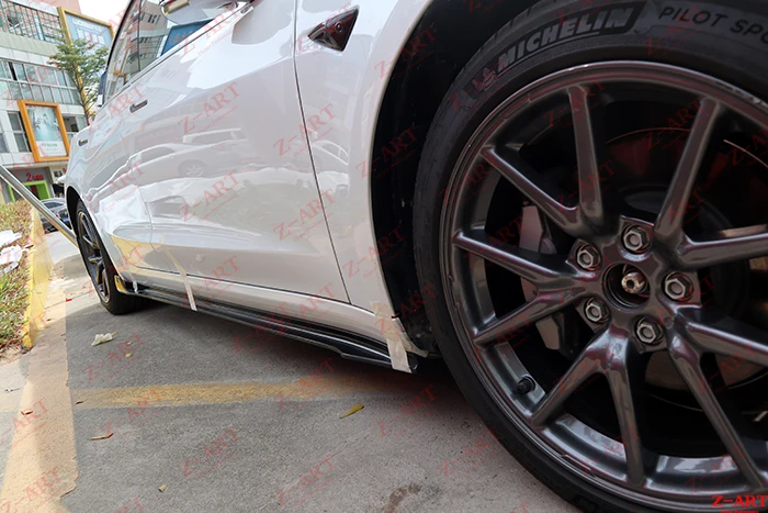 Z-ART для Tesla модель 3 углеродное волокно Боковые губы модель 3 в углеродное волокно боковые юбки для Tesla модель 3 углеродное волокно боковой спойлер