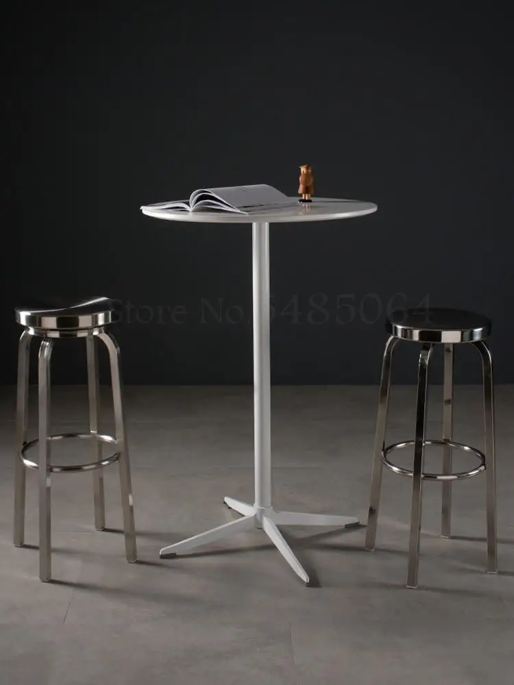 Bar Stool Stainless Steel Modern Round Personality Swivel European Iron High Chair Beauty Salon |