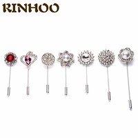 fashion crystal long needle brooch pin rhinestone flower geometric round lapel pins for women shawl shirt collar corsage brooch