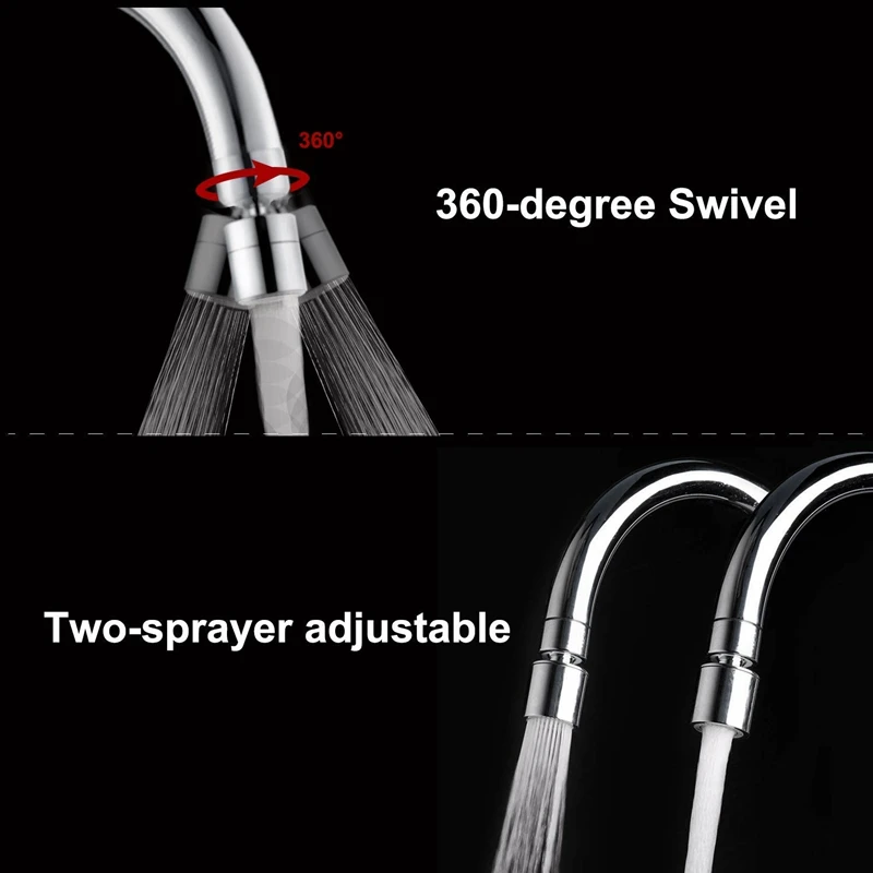 Двухдиапазонный Wi-Функция 2-потока Кухня раковина аэратор 360 градусов Поворотный