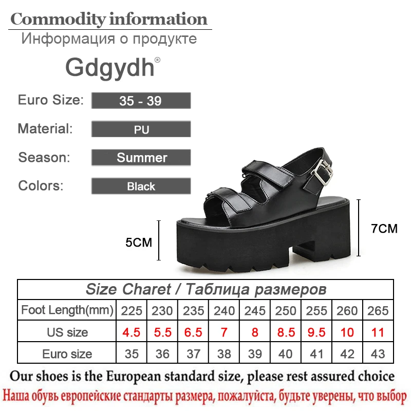

Gdgydh 2021 Gladiator Sandals Platform Thick Heels Women Shoes Ankle -strap Buckle Gothic Style Black Female Sandals Size 35-39