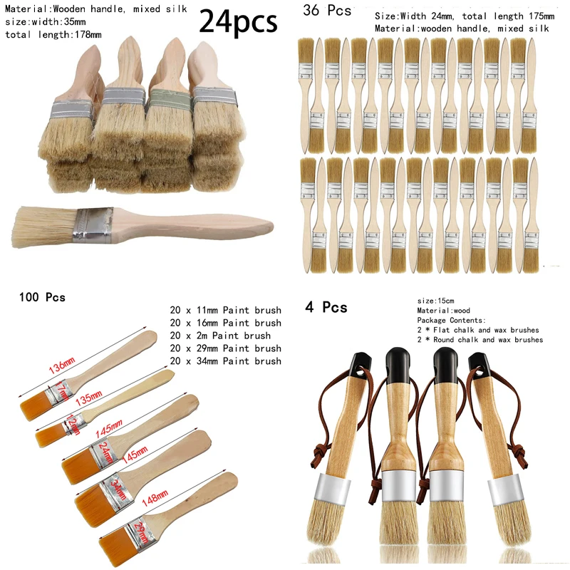 

24 Pack of 35mm Width Brushes for Furniture Painting Brush Set for Paint Stains Varnishes Acrylic and Oil Brushes Paint Brushes