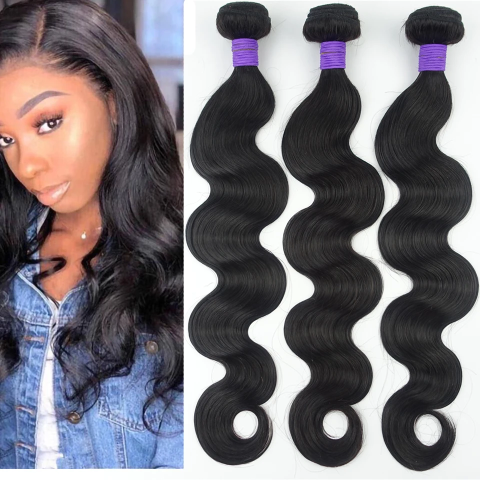 

Peruvian Virgin Hair Body Wave 3 Bundles Human Hair Weave Weft Extensions Black 1B