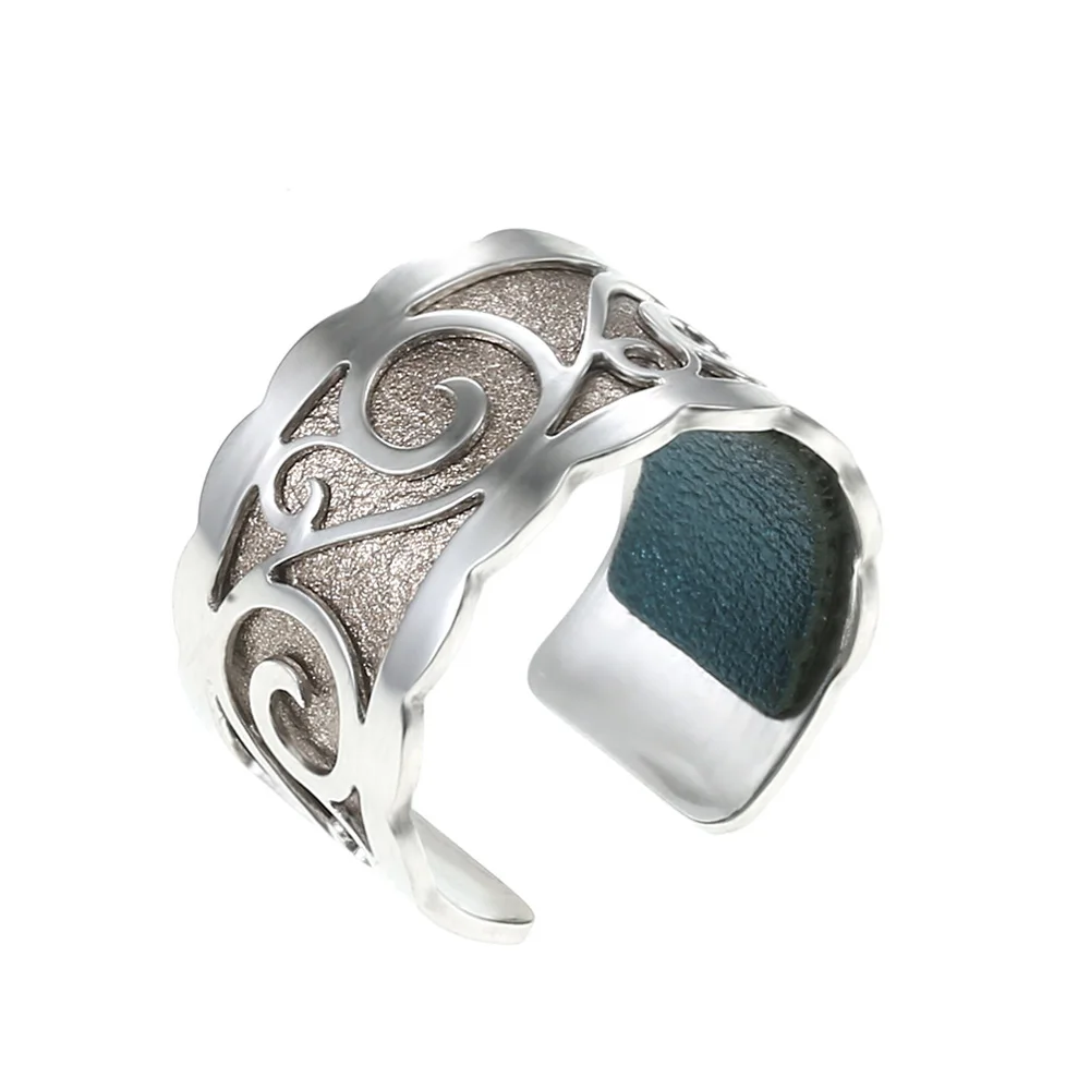 006 Cremo, сделай сам, простое кольцо, Argent, кольца для женщин, Bijoux, кольцо из нержавеющей стали, сменная кожа, Bague Femme - Цвет основного камня: 006