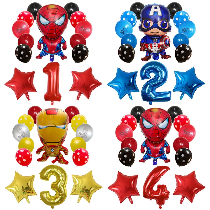 

14Pcs Avenger Superhero Balloons Set Spider Iron Man Air Globos Birthday Party Decorations Baby Shower Supplies Kids Toys Gifts