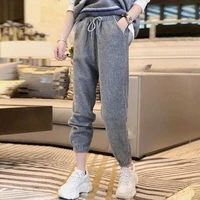gray loose womens trousers and feet sports pants casual all match autumn and winter 2021 new sports pants