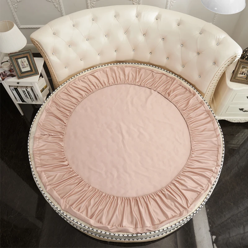 European Style Round Bed Fitted Sheet Pillowcase Solid Color Bedspread Washable Cover Elastic Band Bedsheet Custom size #sw | Дом и сад