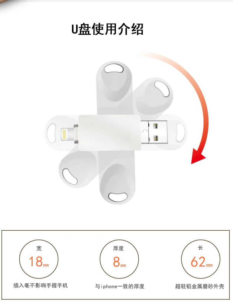 OTG Adapter USB Flash drive for Lightning Micro USB for Iphone Ipad Android devices USB 3.0 Devices pendrive 8G 16G 32G 64G 128G