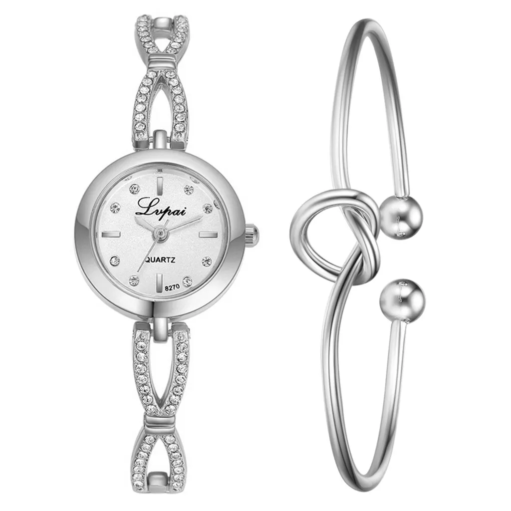 2 шт. женские часы Роскошные модные простая Переливающаяся ремешок в форме сердца