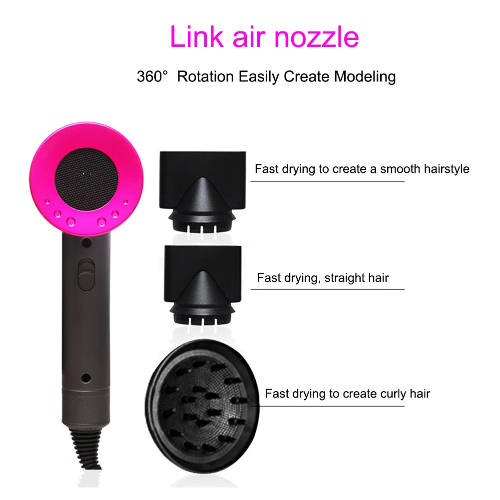 Профессиональный фен для волос 2000 Вт с отрицательным ионным воздухом щетка