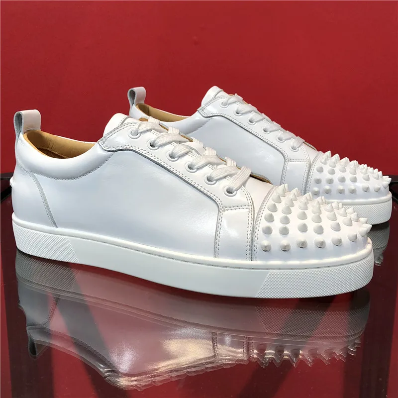 Женская обувь на плоской подошве с шипами; цвет белый, черный; Zapatos De Mujer; спортивная женская обувь; кожаные кроссовки; zapatos Con Tacos De Mujer; Новинка