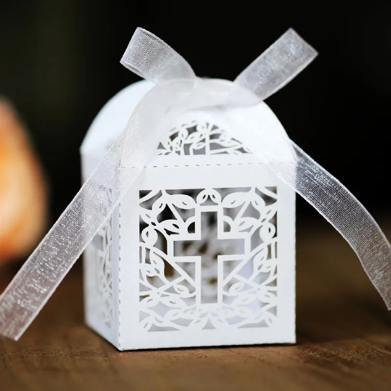 

100 PCS White Cross Candy Boxes Christening Baptism Baby Favors Gifts Bags Religion Church Wedding First Communion Decoration