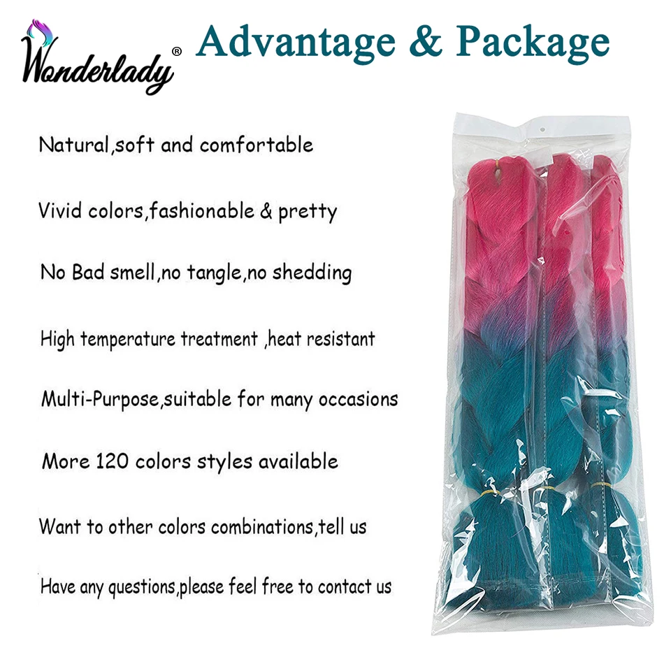 WonderLady 3 шт./лот Джамбо косы синтетические плетеные удлинители волос