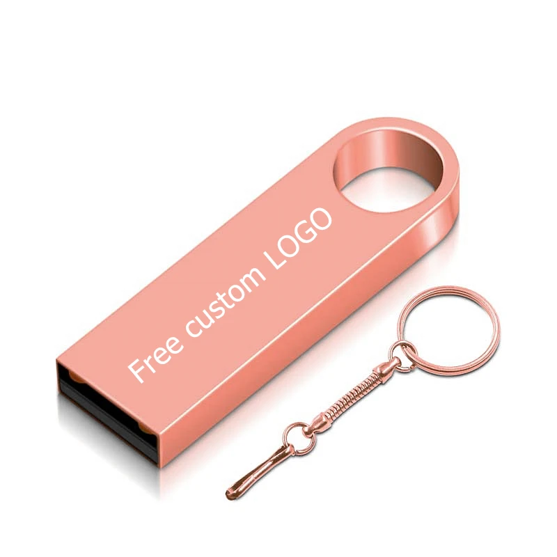 Pink USB флеш-накопитель 32 Гб 128 ГБ 8 ГБ флеш-накопитель 64 ГБ флеш-накопитель 16 Гб водонепроницаемый металлический u-диск 2,0 USB флеш-карта памяти бесплатный логотип на заказ - Color: Pink