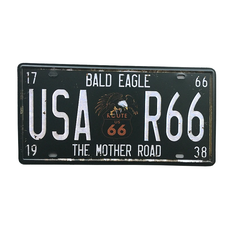 30*15 см США винтажная пластина металлическая жестяная вывеска Route 66 номер автомобиля гаражный Декор номерная табличка плакат клуб на стену Pin Up плакат - Цвет: O