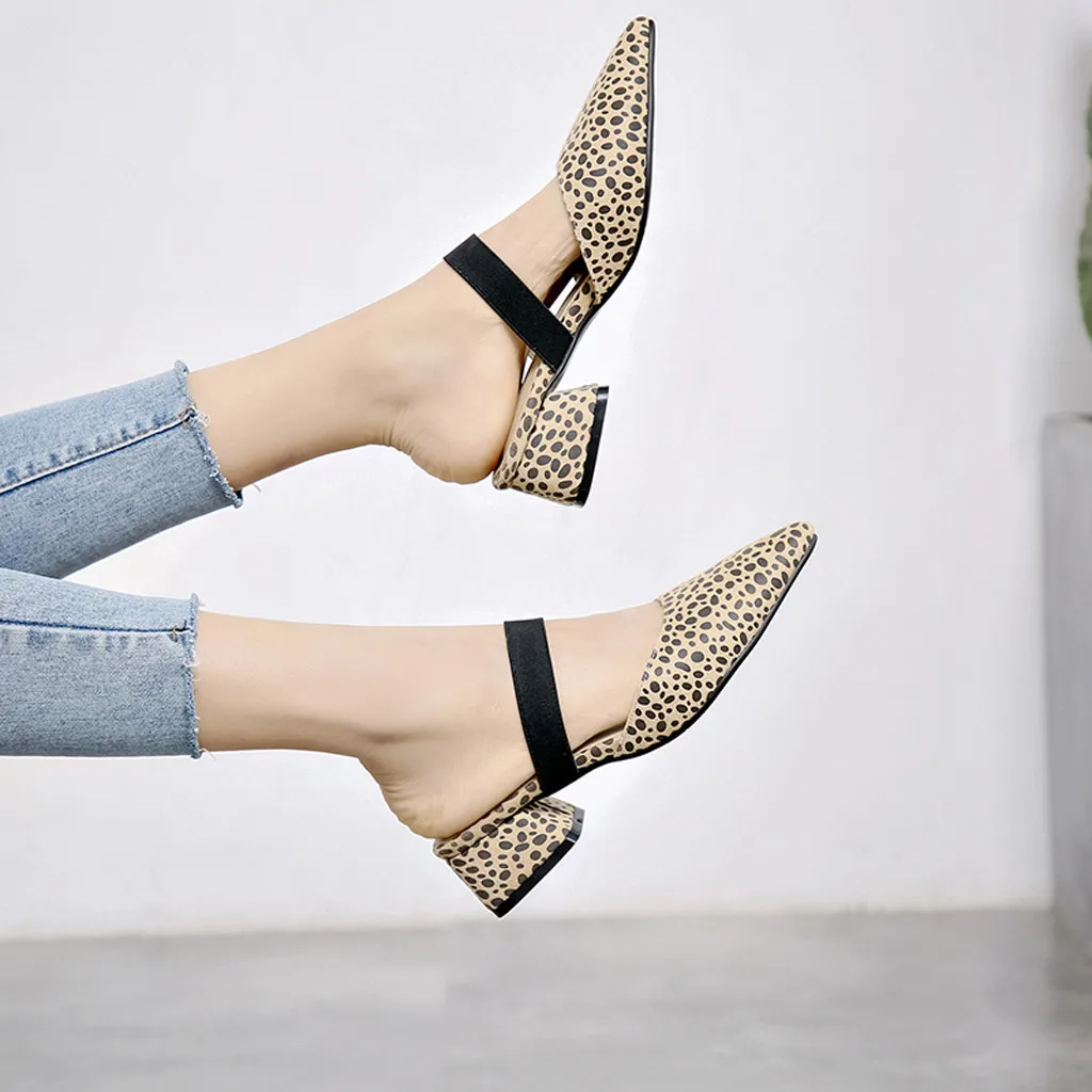 2019 с леопардовым принтом женская обувь острым носком на нескользящей подошве