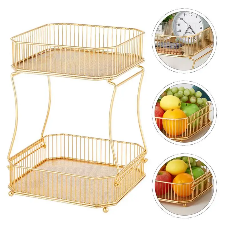 

1pc Kitchen Bathroom Storage Rack Two-layer Storage Rack for Home (Golden)