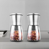 2pcs manual spice salt and pepper grinder set stainless steel pepper mills kitchen accessories cooking tool portable