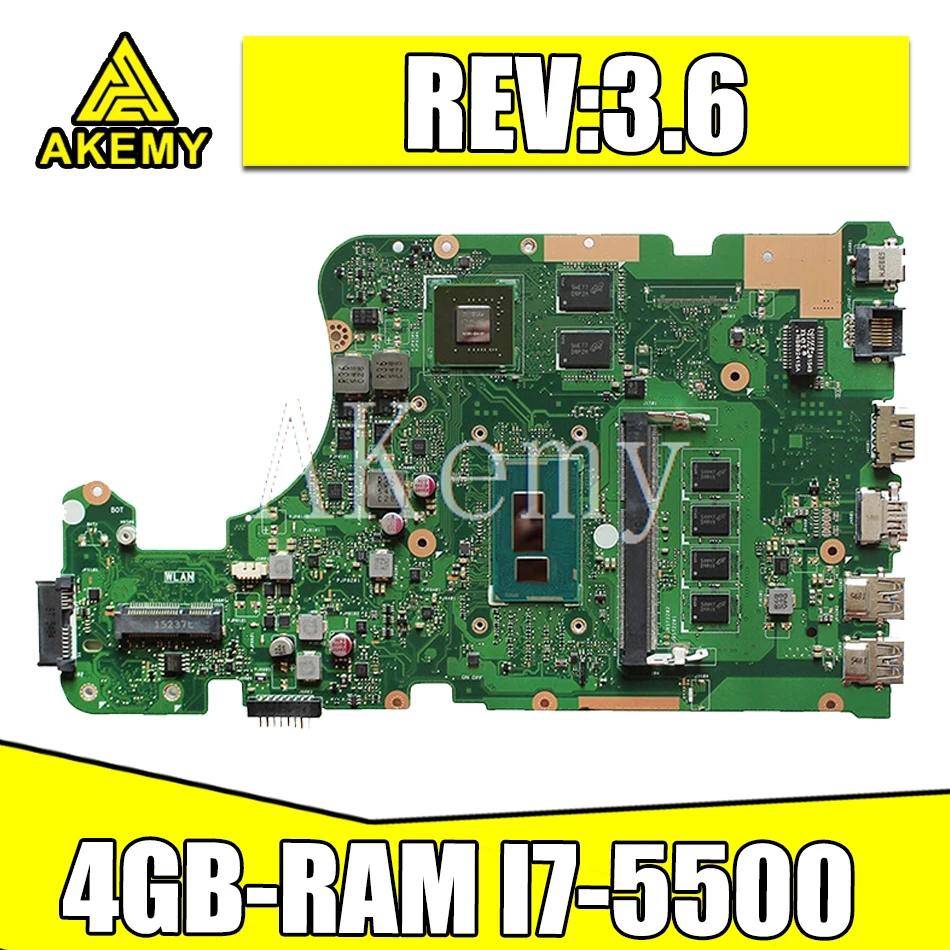 Для Asus W519L X555LP X555LJ X555LDB X555LB X555LN X555LF X555LD X555L Материнская плата ноутбука MB REV: 3 6 I7 5500U 4