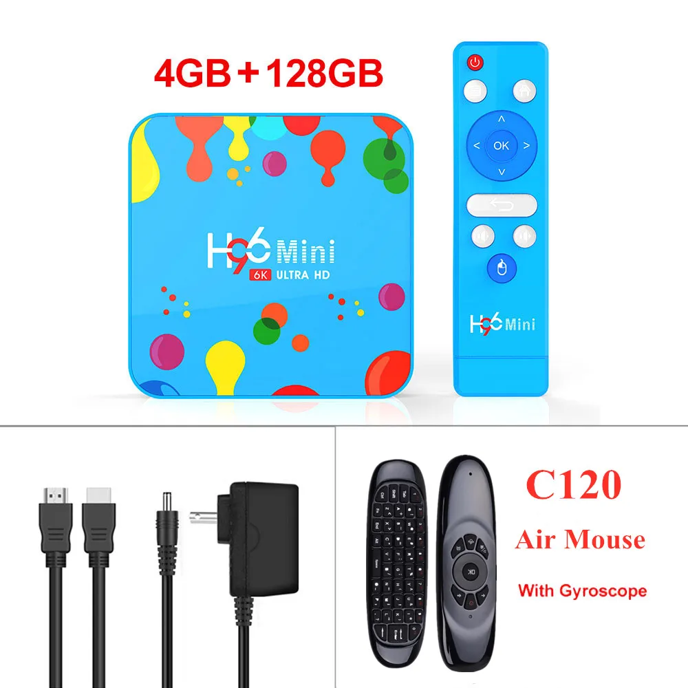 4G 128G C120 ТВ-бокс 4GB 128GB H96 Mini Android 9,0 tv box Allwinner H6 quad core 6K H.265 Wifi HD проигрыватель google Youtube телеприставка - Цвет: 4G 128G C120