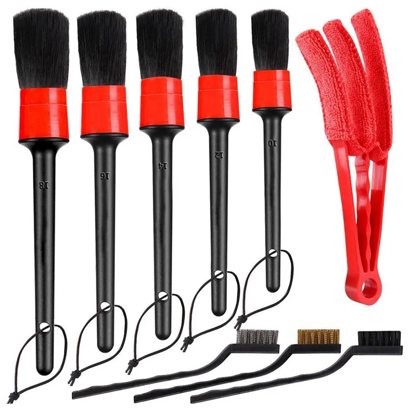 

2021 New 9pcs Car Beauty Detail Brush Air Outlet Brush Industrial Toothbrush For Cleaning Car Interior