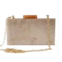 luxury brand acrylic clutch purse wedding party evening bag solid champagne handbag womens wallet chain shoulder crossbody bags