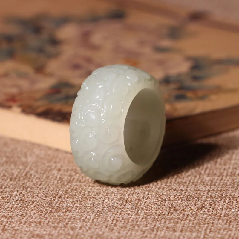 100% натуральный белый нефрит кольцо ручной работы цветок Изысканные кольца
