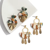 aensoa 2021 new korea fashion metal ploymer clay long dangle drop earrings for women unique design geometric earrings jewelry
