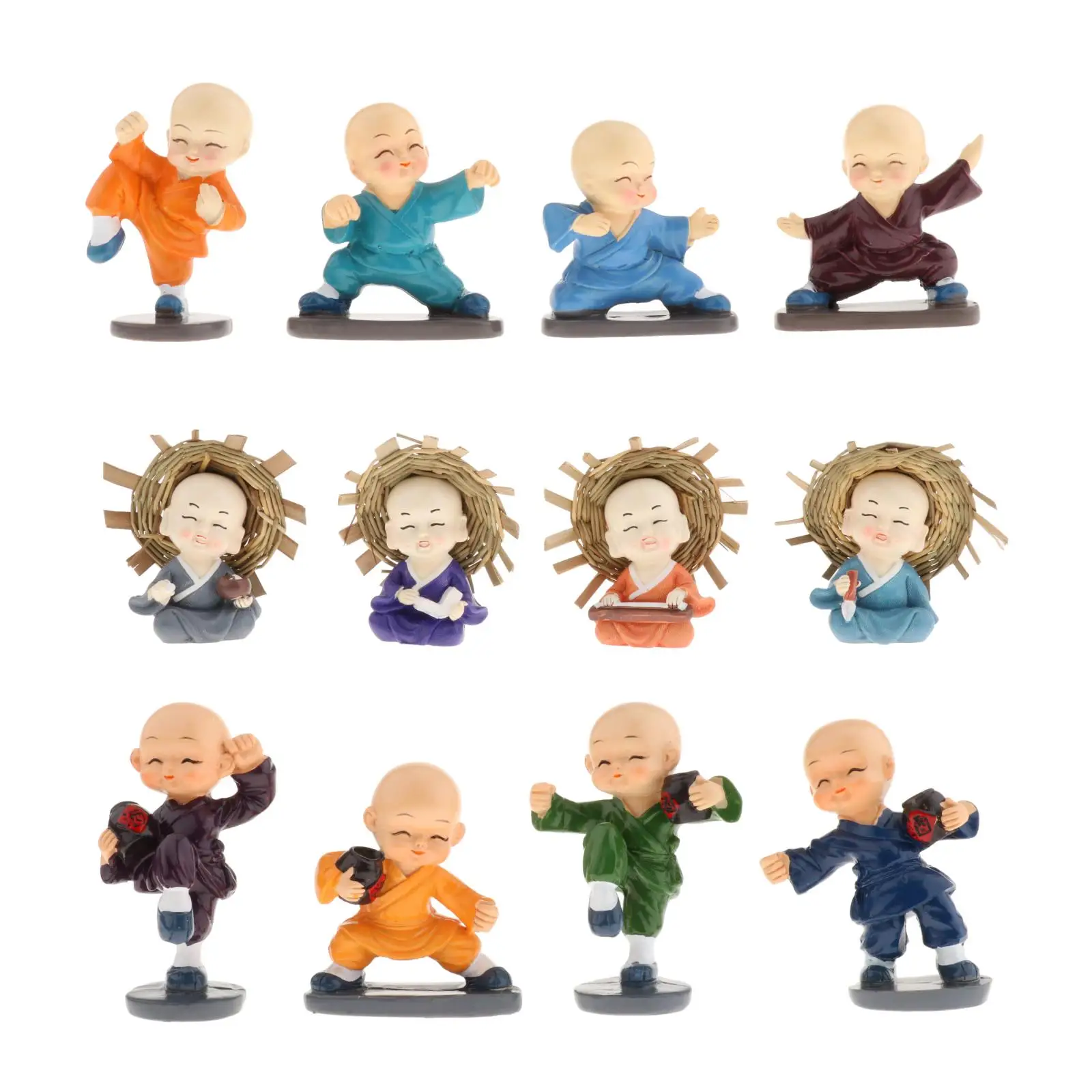 

4 шт. маленькие статуэтки монахов и рисунком «кунг-фу монахов статуя автомобиля Украшения