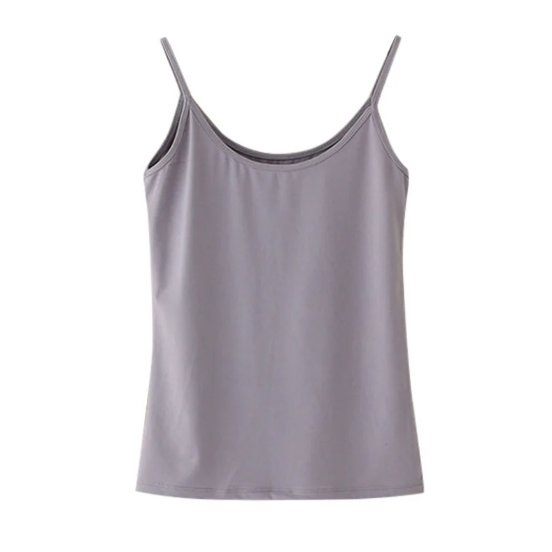 

Solid Color Tank Tops 100% Cotton Women Summer Camisole Vest Stretchable Ladies Slim Strap Tops