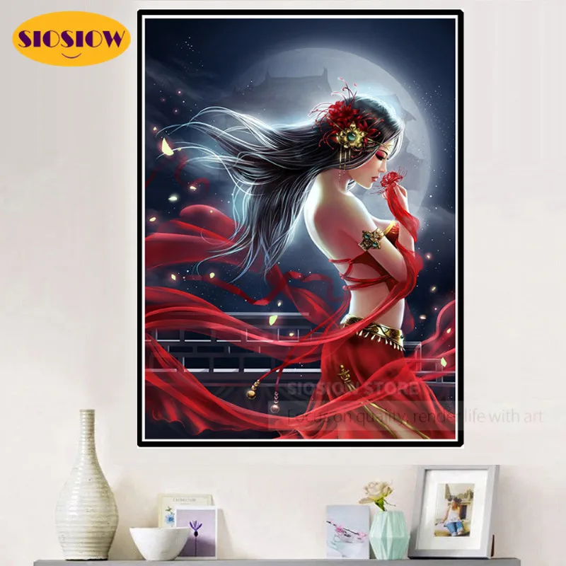 5D DIY Diamond Painting Anime Beauty Woman Poster Crystal Full Drill Square 3D Embroidery Cross-stitch Bedroom Decorate | Дом и сад
