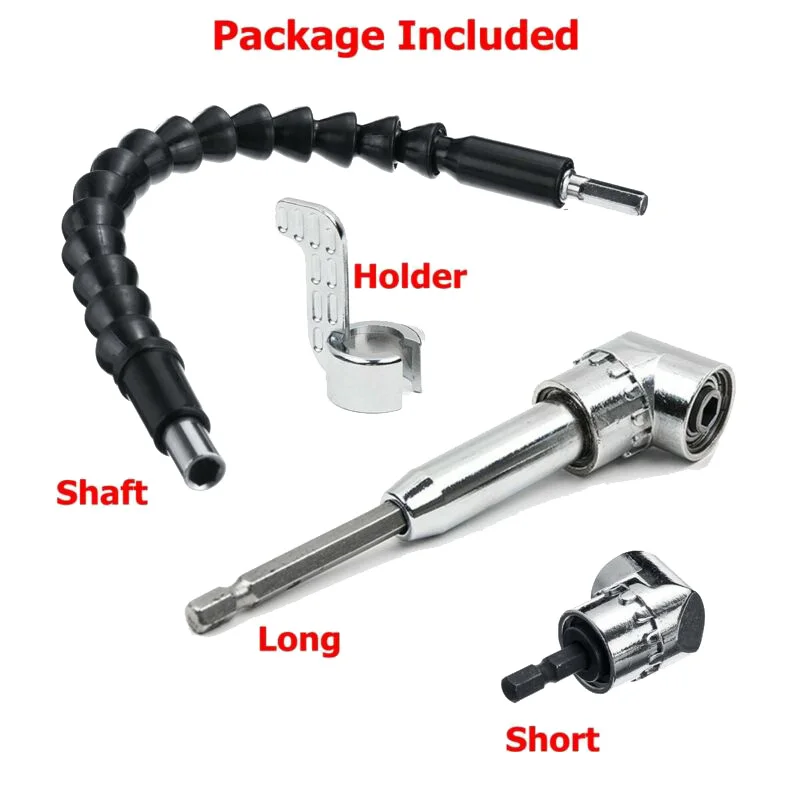 

1/4'' Hex Drill Bit Shank 105 Right Angle Driver Flexible Shaft Parts Set Kit