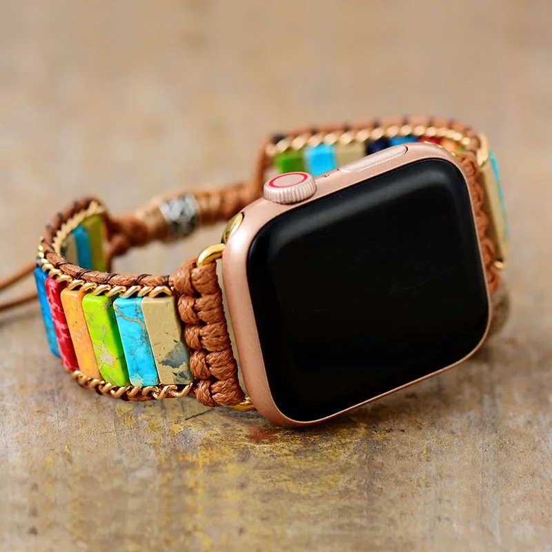 Natural Stone for Apple Watch Strap 38mm/44mm Bohemia Style Beaded Band Smartwatch Bracelet For Iwatch series 7 Accessories | Наручные
