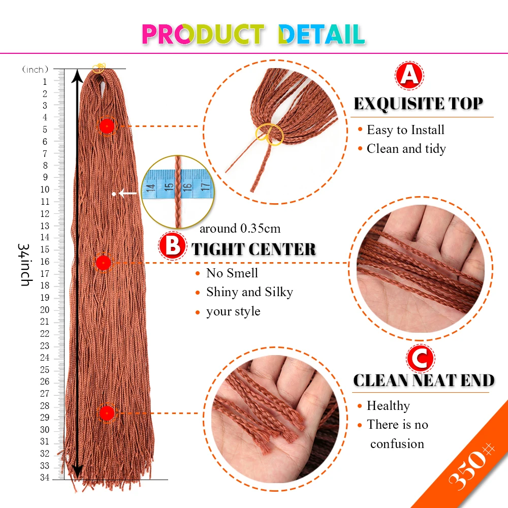 34 дюйм плетение волос Красочные синтетические Zizi Box косички волосы кроше для