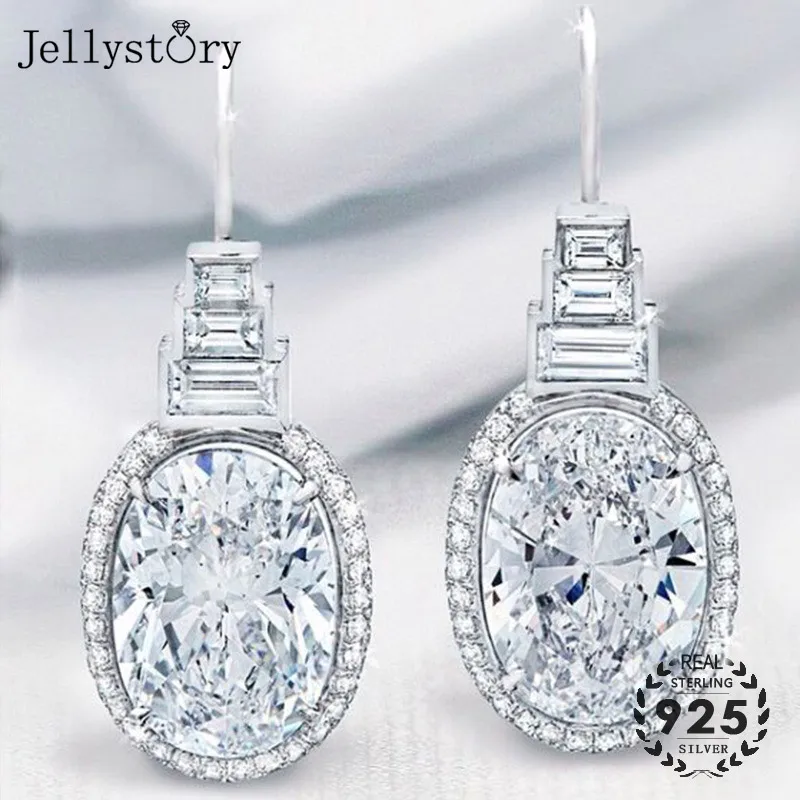 Jellystory 925 стерлингового серебра женские серьги с овальной Форма драгоценный