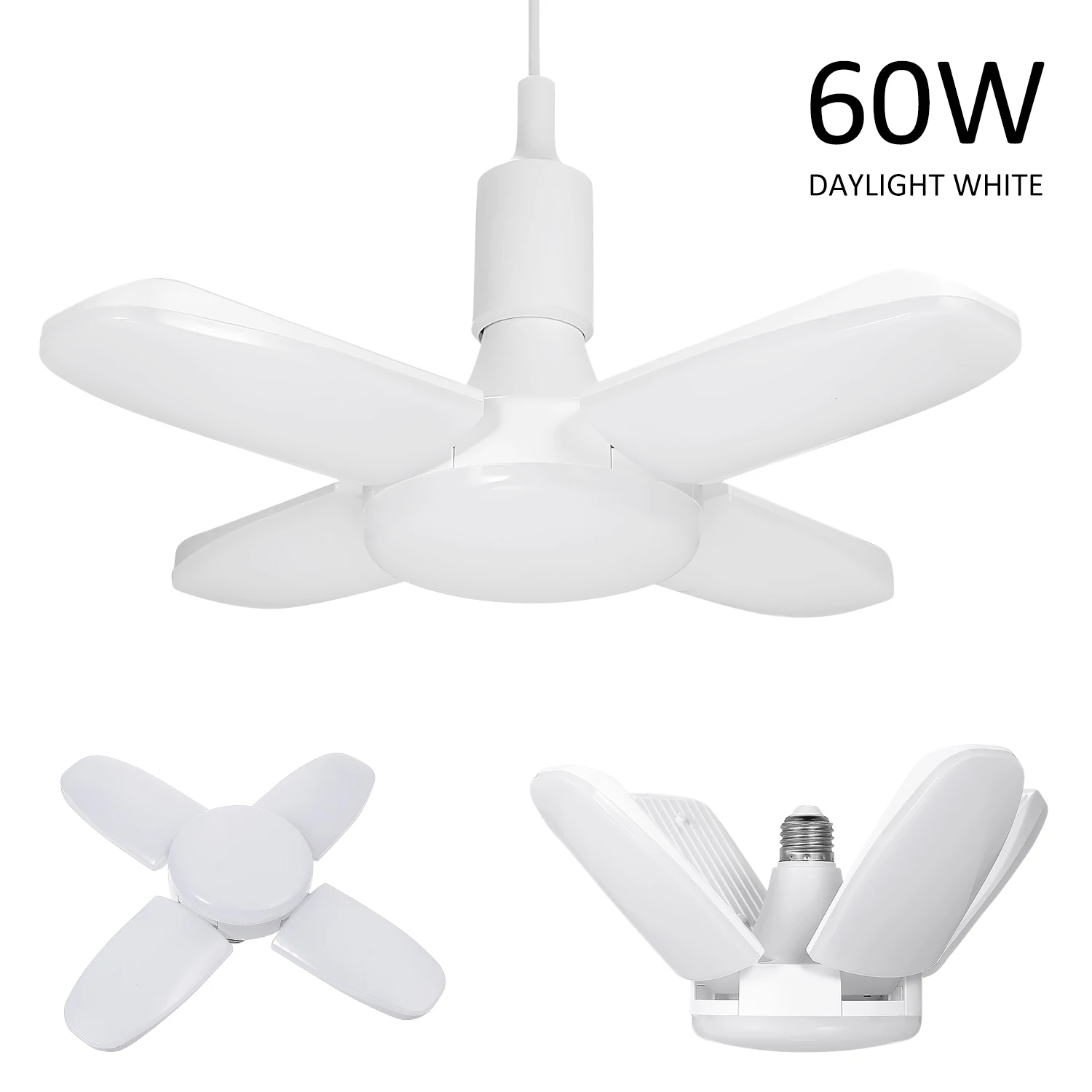 

Tomshine LEDs Garage Light AC85-265V 60W Deformable Folding Ceiling Lights with 4 Adjustable Panel 6000-6500k Nature White Light