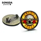 SONGDA, хиппи, ретро брошь в виде музыкальной группы, булавка в стиле стимпанк, бронзовое покрытие, логотип рок-группы, печатный стеклянный кабошон, булавки для лацканов, головной убор