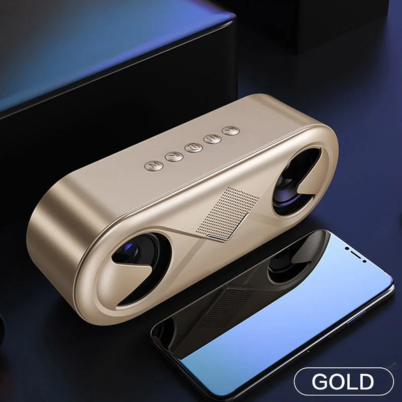 Золотой 10 Вт портативный Bluetooth 5,0 беспроводной динамик бытовой мини супер бас Bluetooth динамик с светодиодный мигающий светильник громкой связи - Цвет: Золотой