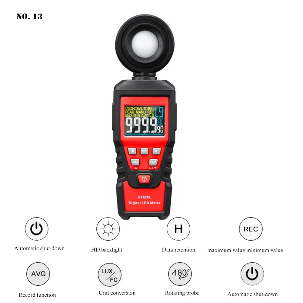 

Digital Illuminometer High Precision Display Sensor Meter Illuminance Meter 180 Degree Rotation Photoreceptor Illuminance Meter